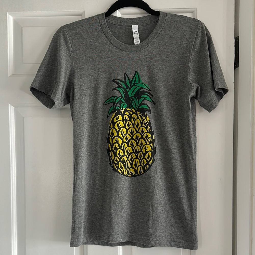 Ily Couture Gray Tee with Pineapple Design